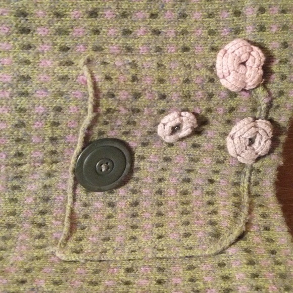 Sigrid Olsen L Lightweight Sweater Snap/Buttons Roses Lace Embellished - Picture 13 of 16